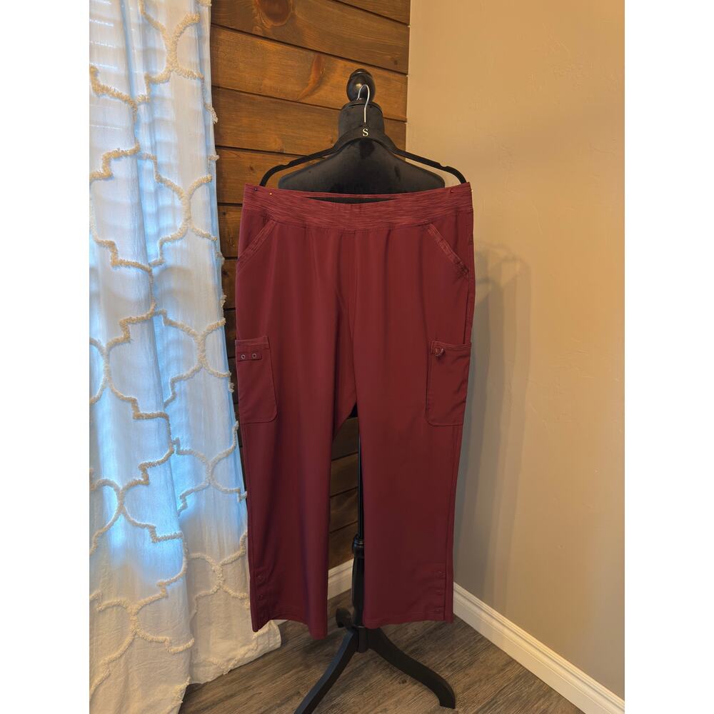 Burgundy Scrub Pants – XL – Snap-Leg, Pull-On Waist – Excellent Condition
